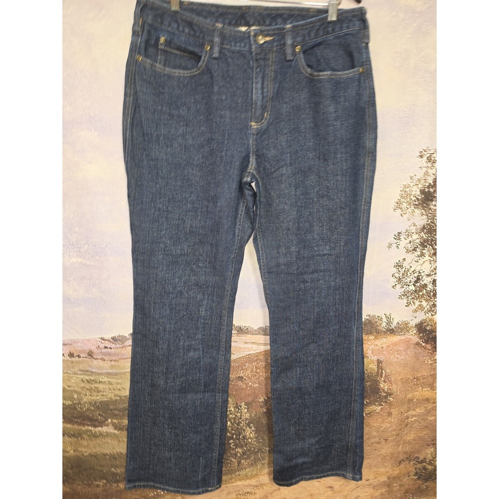 Duluth Trading Co Jeans Womens 14x33 Dark Wash Mid Rise Straight Stretch Denim - Picture 5 of 9
